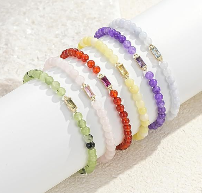 Bracelet design shown in multiple stone and color variations